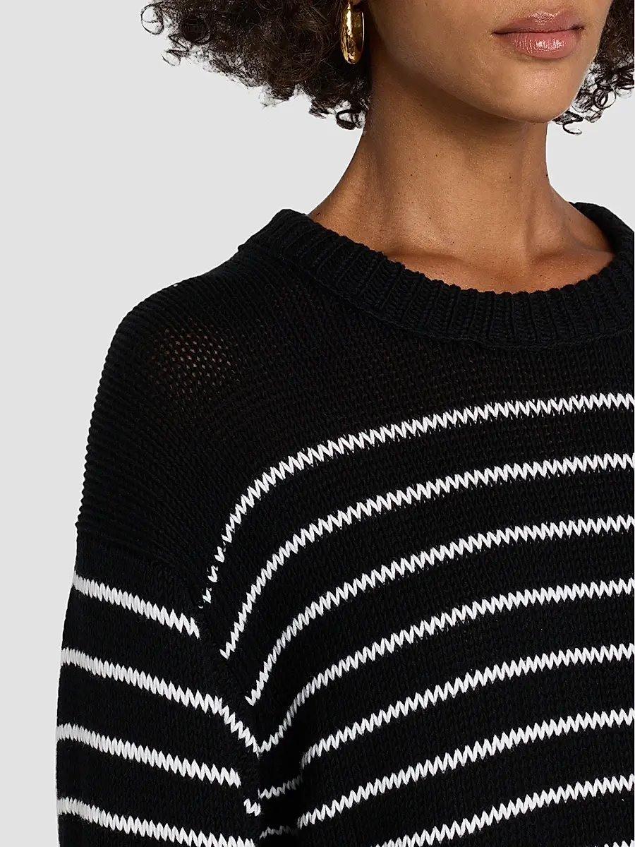 Eileen Fisher Women's Striped Cotton Crewneck Sweater | Thumbnail 5