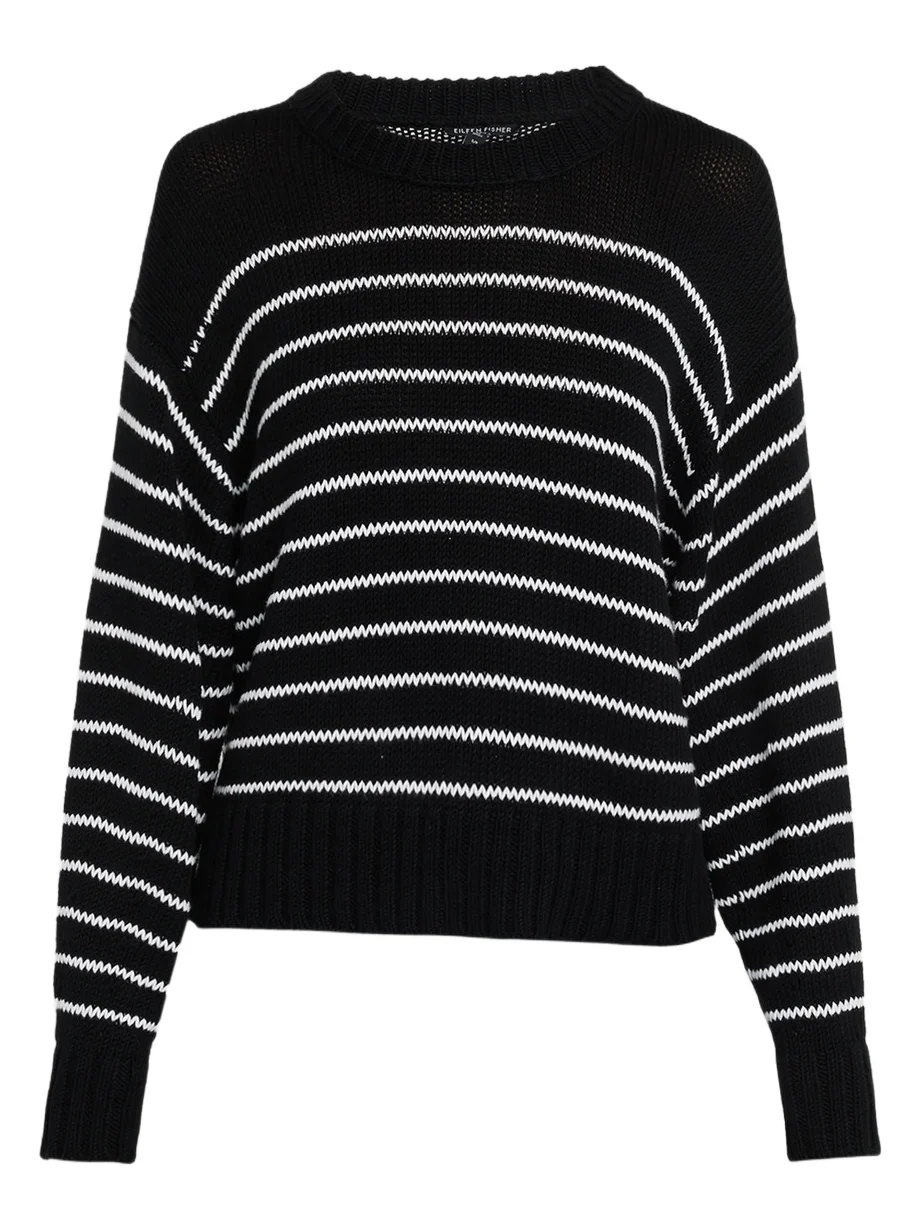Women's Striped Cotton Crewneck Sweater Women's Striped Cotton Crewneck Sweater