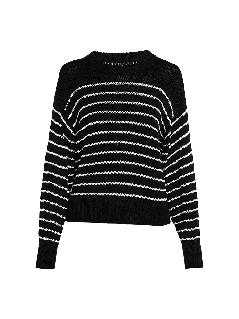 Eileen Fisher Women's Striped Cotton Crewneck Sweater - Black White | Image 1 Eileen Fisher Women's Striped Cotton Crewneck Sweater - Black White | Image 1