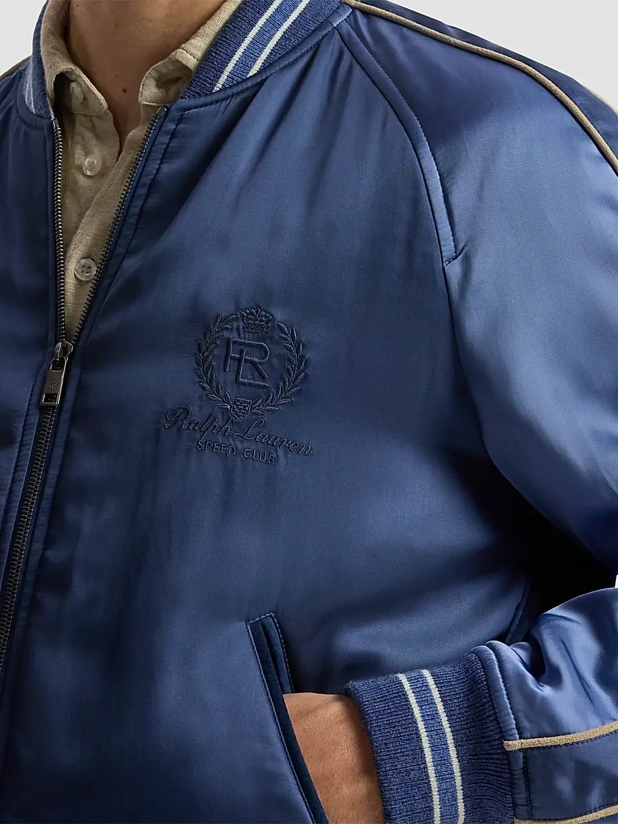 Ralph Lauren Purple Label Men's Damon Reversible Satin Bomber Jacket | Thumbnail 5 Ralph Lauren Purple Label Men's Damon Reversible Satin Bomber Jacket | Thumbnail 5