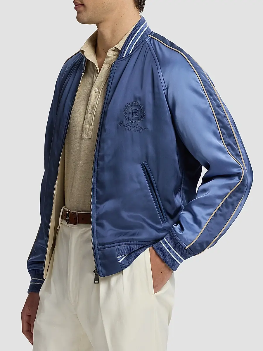 Ralph Lauren Purple Label Men's Damon Reversible Satin Bomber Jacket | Thumbnail 6 Ralph Lauren Purple Label Men's Damon Reversible Satin Bomber Jacket | Thumbnail 6