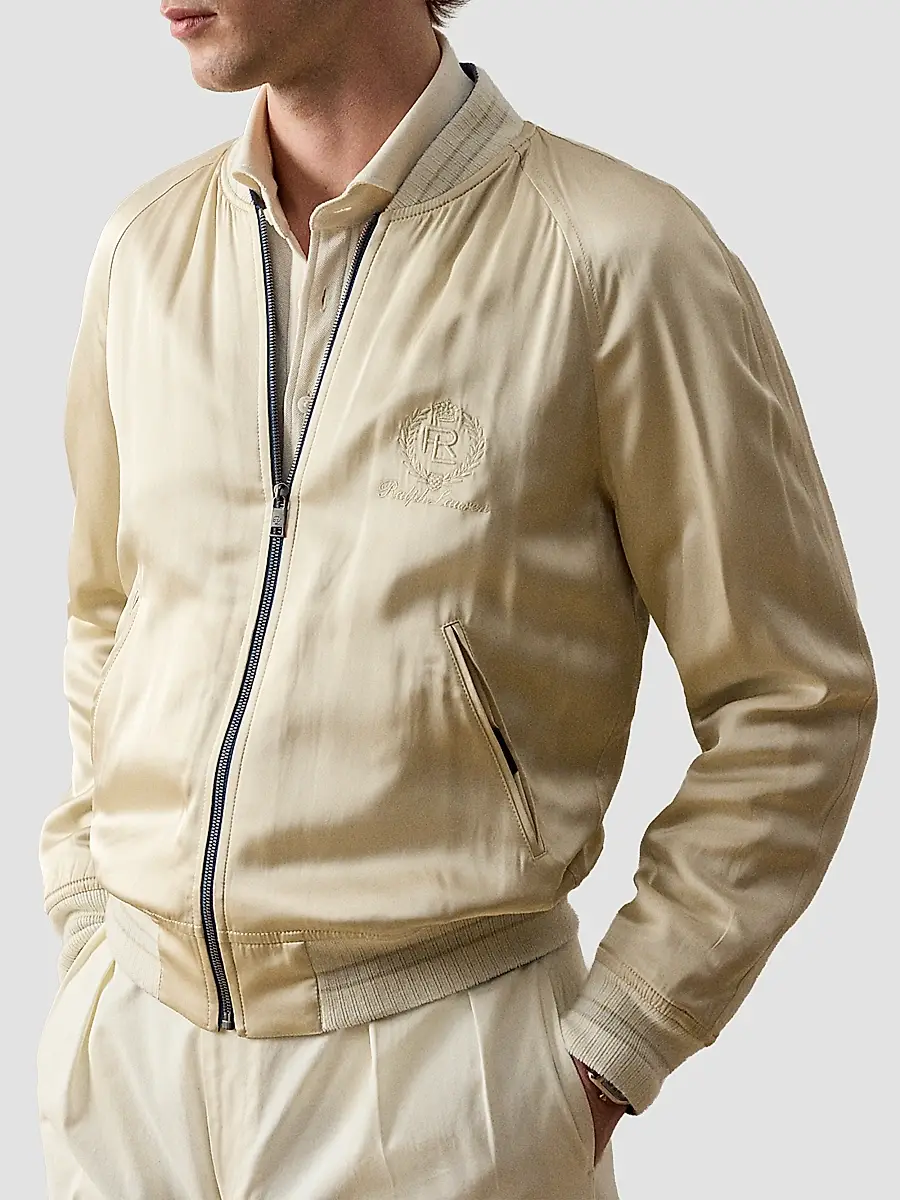 Ralph Lauren Purple Label Men's Damon Reversible Satin Bomber Jacket | Thumbnail 7 Ralph Lauren Purple Label Men's Damon Reversible Satin Bomber Jacket | Thumbnail 7