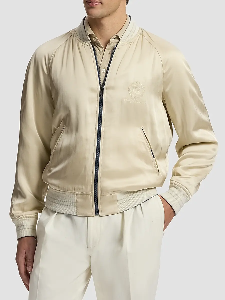 Ralph Lauren Purple Label Men's Damon Reversible Satin Bomber Jacket | Thumbnail 8 Ralph Lauren Purple Label Men's Damon Reversible Satin Bomber Jacket | Thumbnail 8