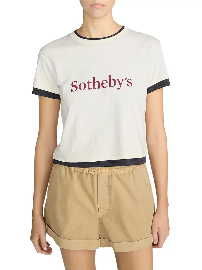 Frame Women's x Sotheby's Layered Cotton T-Shirt - Cream Multi | Image 1 Frame Women's x Sotheby's Layered Cotton T-Shirt - Cream Multi | Image 1