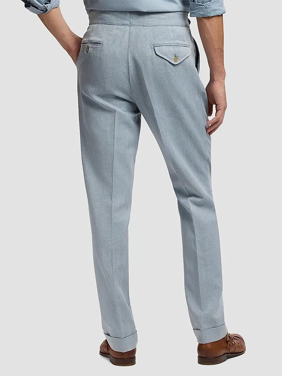 Ralph Lauren Purple Label Men's Garment-Dyed Chino Pleated Trousers | Thumbnail 3 Ralph Lauren Purple Label Men's Garment-Dyed Chino Pleated Trousers | Thumbnail 3