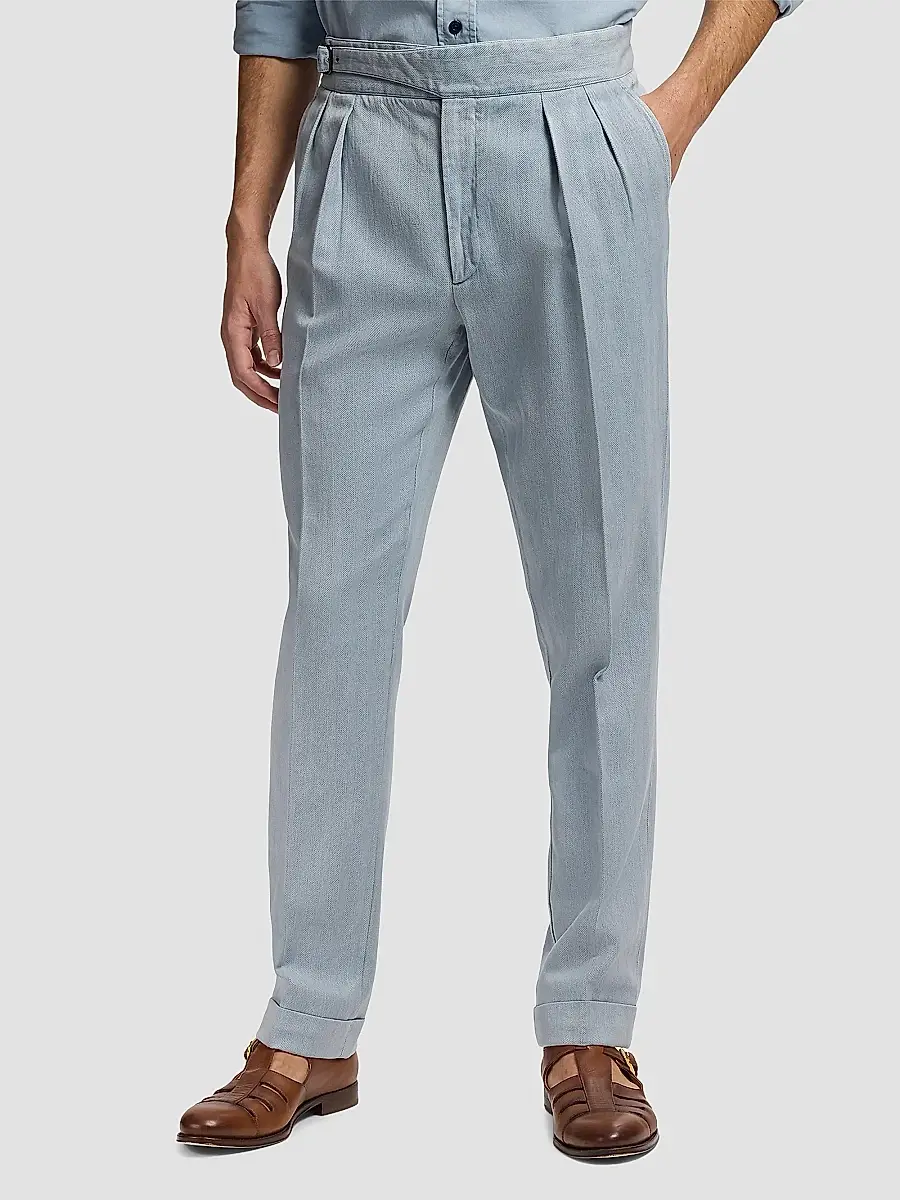 Ralph Lauren Purple Label Men's Garment-Dyed Chino Pleated Trousers | Thumbnail 4 Ralph Lauren Purple Label Men's Garment-Dyed Chino Pleated Trousers | Thumbnail 4