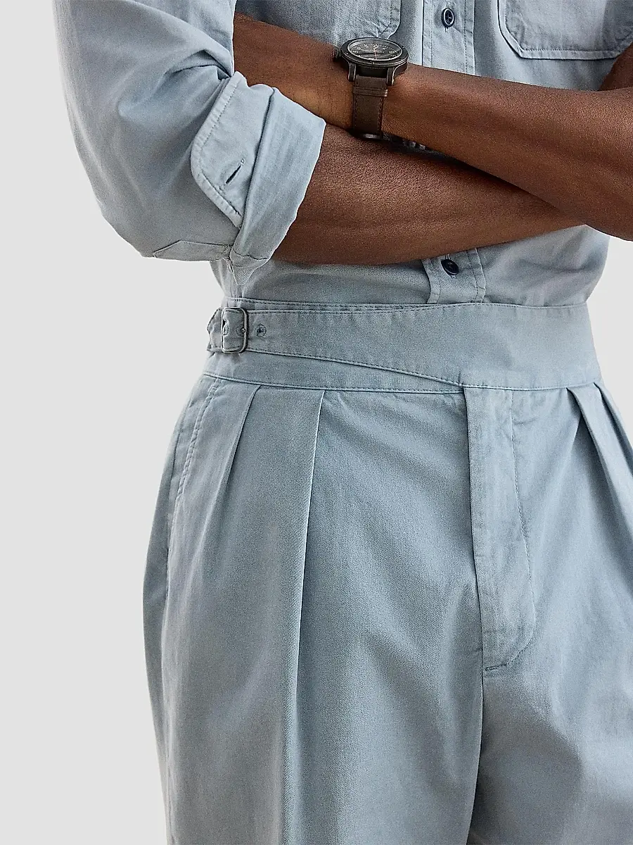 Ralph Lauren Purple Label Men's Garment-Dyed Chino Pleated Trousers | Thumbnail 6 Ralph Lauren Purple Label Men's Garment-Dyed Chino Pleated Trousers | Thumbnail 6