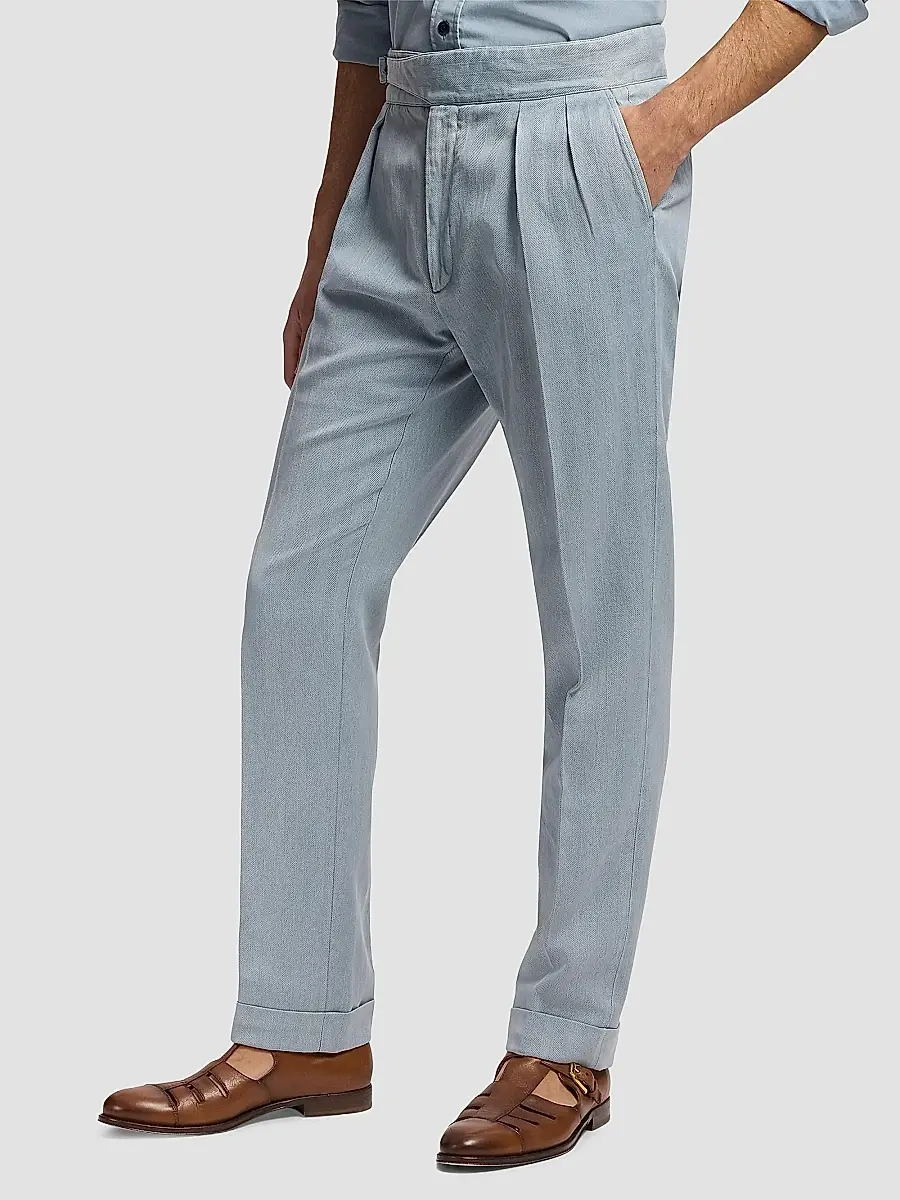 Ralph Lauren Purple Label Men's Garment-Dyed Chino Pleated Trousers | Thumbnail 7 Ralph Lauren Purple Label Men's Garment-Dyed Chino Pleated Trousers | Thumbnail 7