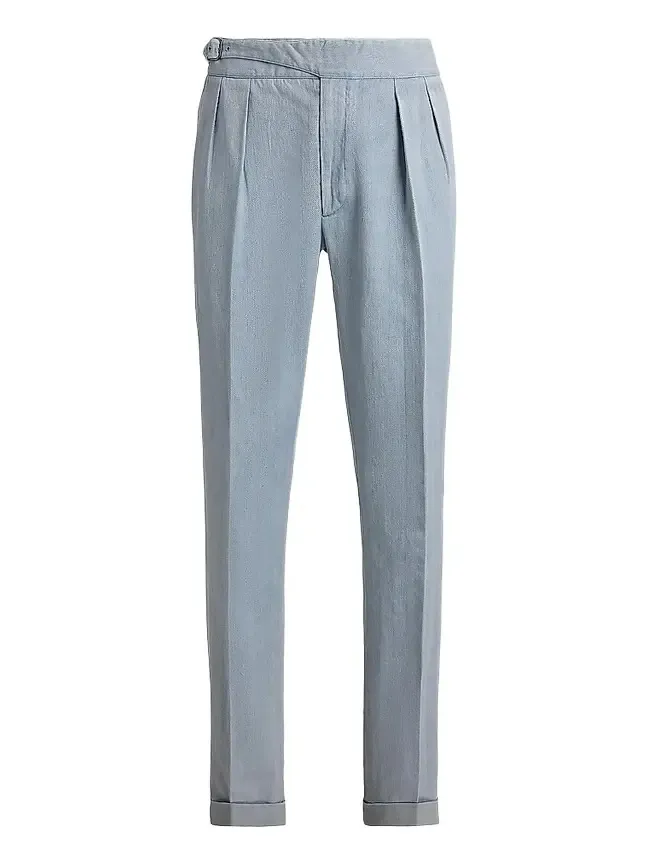 Men's Garment-Dyed Chino Pleated Trousers