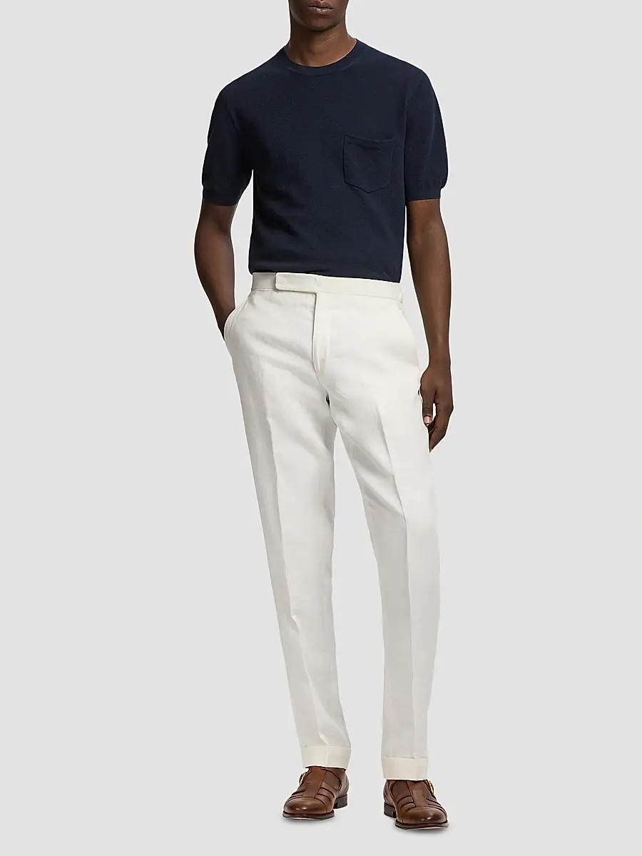 Ralph Lauren Purple Label Men's Cotton-Silk Textured Short-Sleeve Sweater | Thumbnail 2