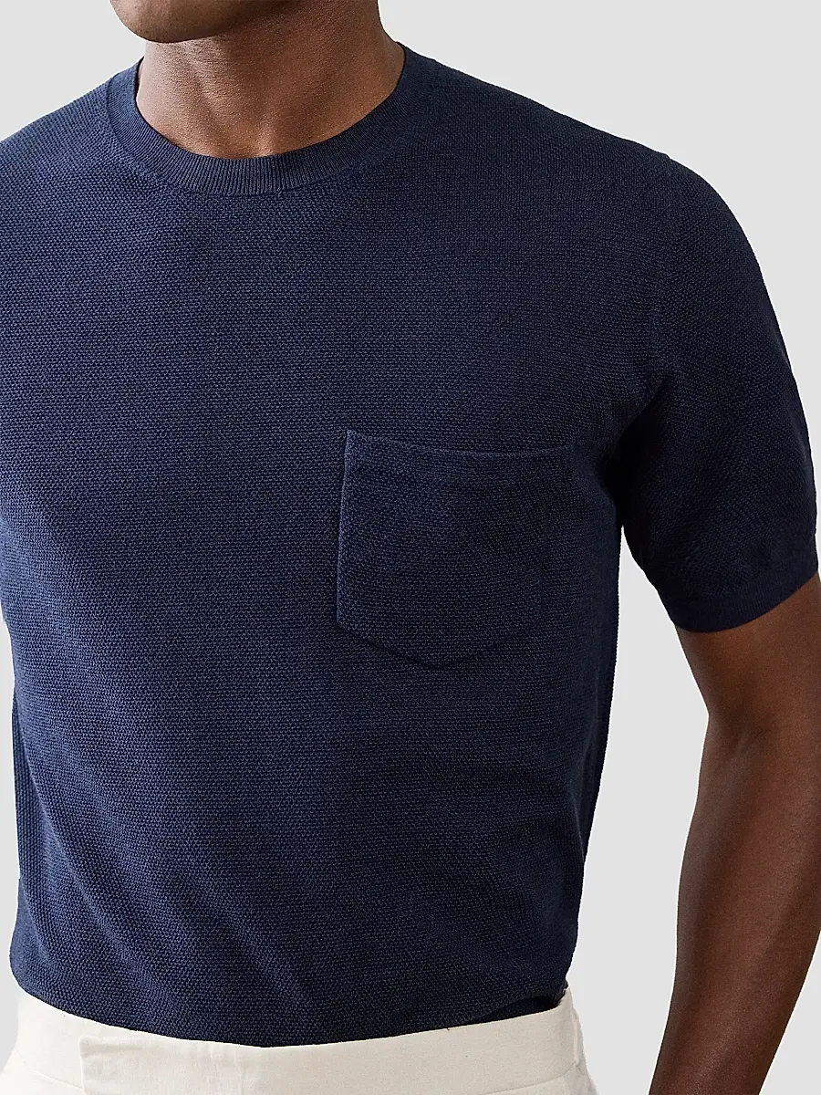 Ralph Lauren Purple Label Men's Cotton-Silk Textured Short-Sleeve Sweater | Thumbnail 6