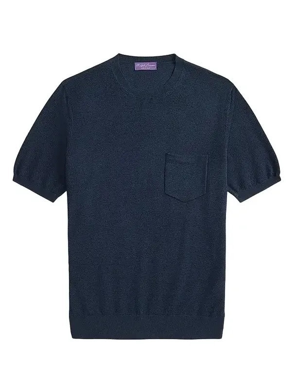Men's Cotton-Silk Textured Short-Sleeve Sweater Men's Cotton-Silk Textured Short-Sleeve Sweater