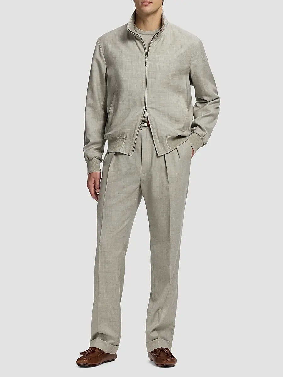 Ralph Lauren Purple Label Men's Felton Cashmere-Silk Bomber Jacket | Thumbnail 2 Ralph Lauren Purple Label Men's Felton Cashmere-Silk Bomber Jacket | Thumbnail 2