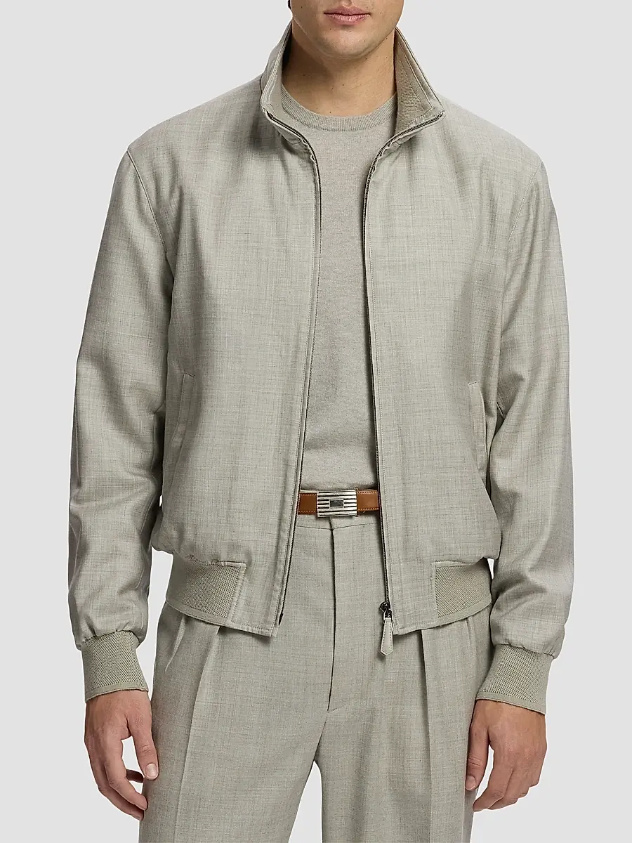 Ralph Lauren Purple Label Men's Felton Cashmere-Silk Bomber Jacket | Thumbnail 4 Ralph Lauren Purple Label Men's Felton Cashmere-Silk Bomber Jacket | Thumbnail 4