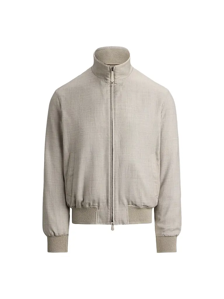 Ralph Lauren Purple Label Men's Felton Cashmere-Silk Bomber Jacket - Cream Pearl Grey | Image 1 Ralph Lauren Purple Label Men's Felton Cashmere-Silk Bomber Jacket - Cream Pearl Grey | Image 1