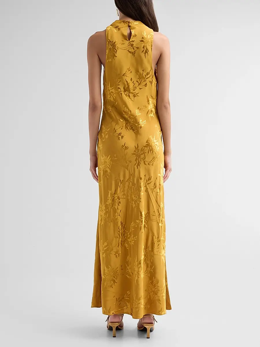 Hemant & Nandita Women's Floral Jacqaurd Cowl Midi Dress | Thumbnail 3