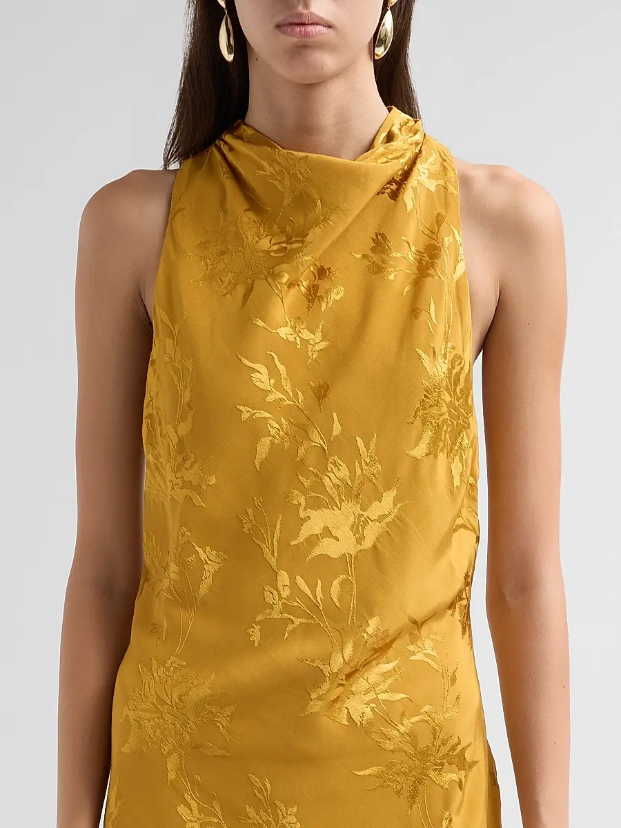 Hemant & Nandita Women's Floral Jacqaurd Cowl Midi Dress | Thumbnail 5