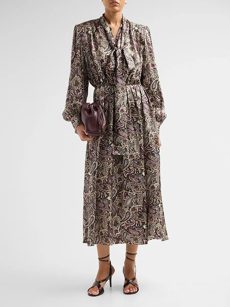 Ronny Kobo Women's Anora Paisley Silk-Blend Dress | Thumbnail 2