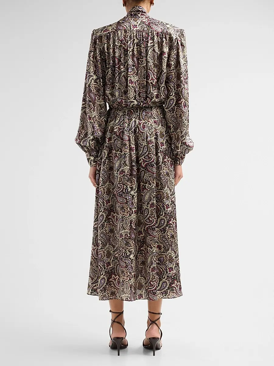Ronny Kobo Women's Anora Paisley Silk-Blend Dress | Thumbnail 3