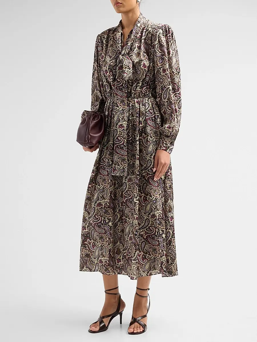 Ronny Kobo Women's Anora Paisley Silk-Blend Dress | Thumbnail 4