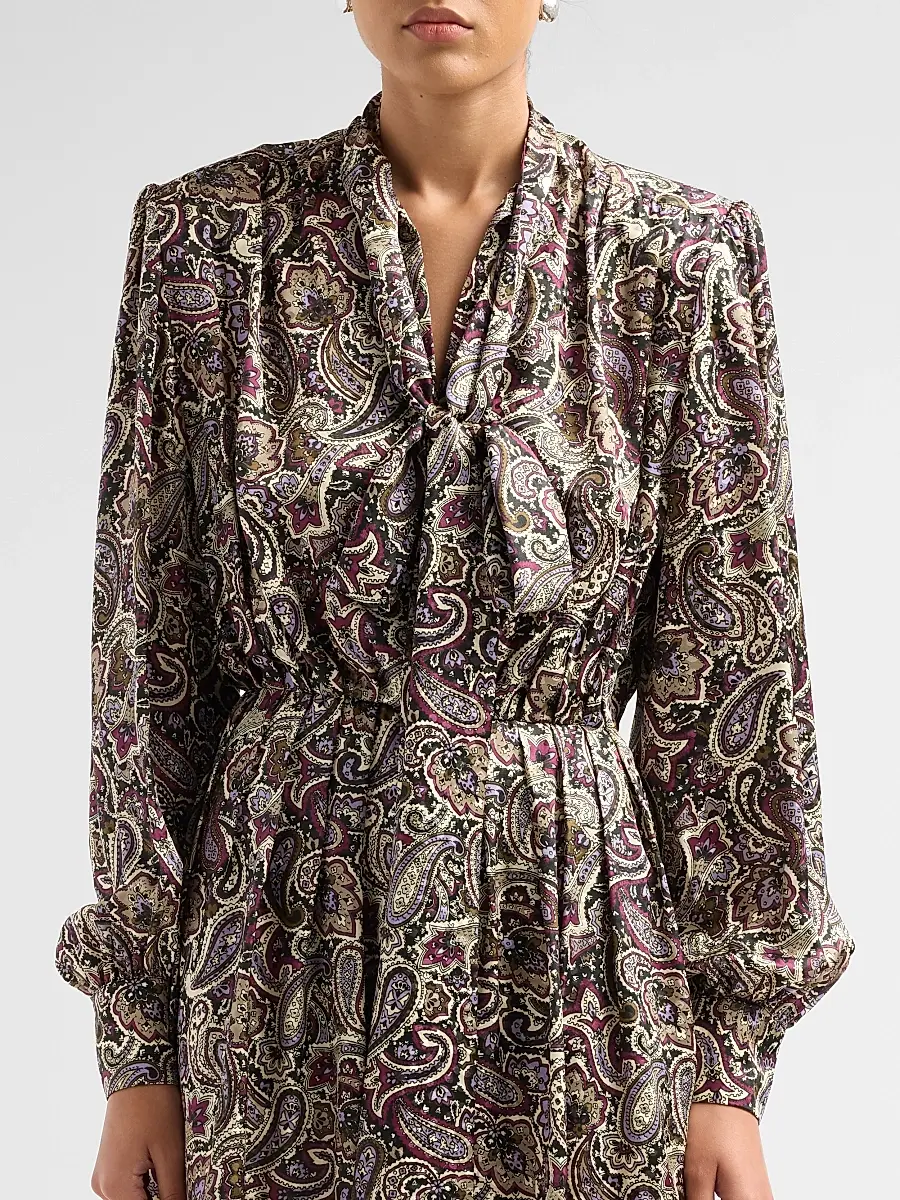 Ronny Kobo Women's Anora Paisley Silk-Blend Dress | Thumbnail 5