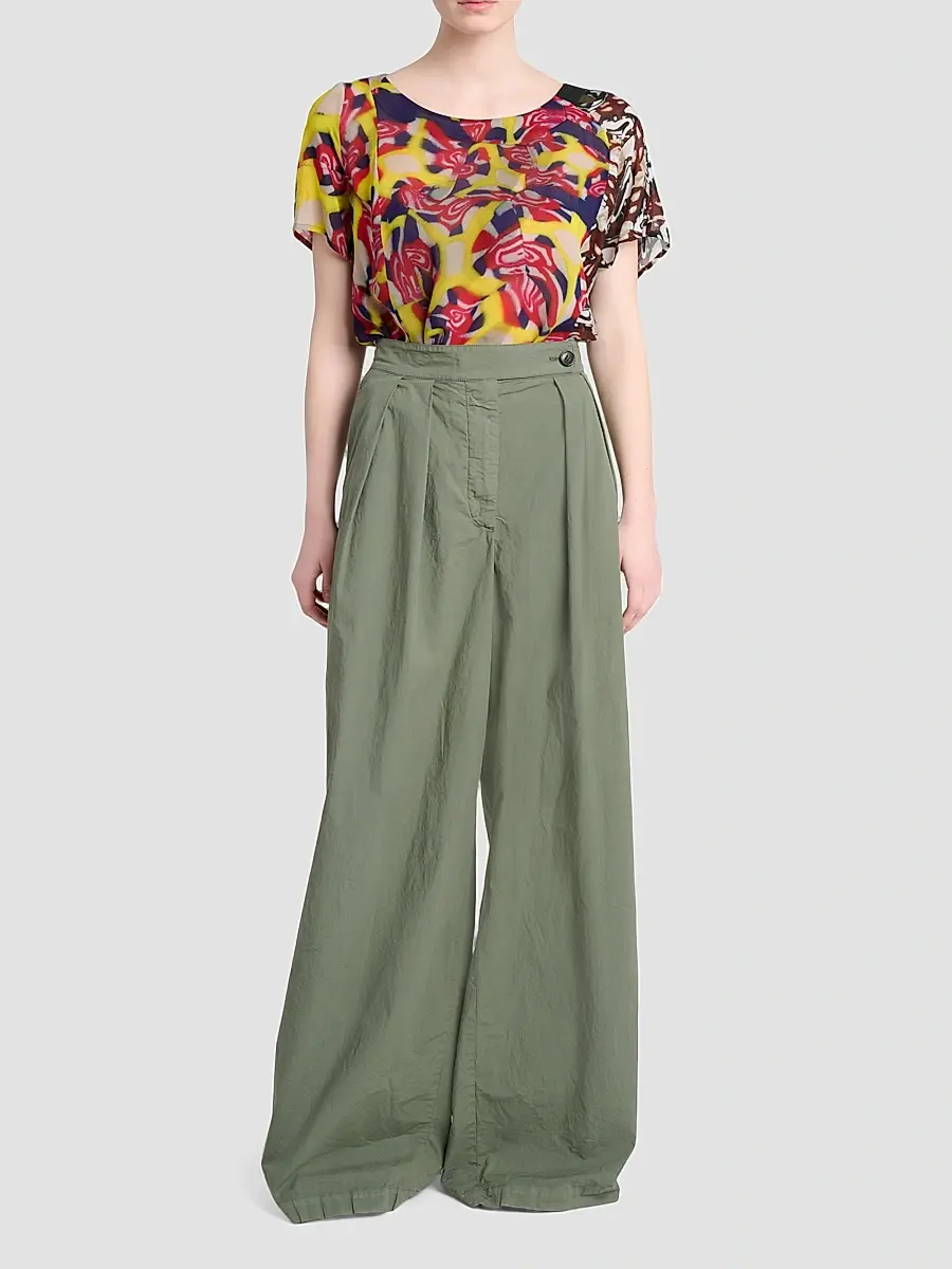 Dries Van Noten Women's Pamplona Stretch Cotton Pleated Pants | Thumbnail 2 Dries Van Noten Women's Pamplona Stretch Cotton Pleated Pants | Thumbnail 2