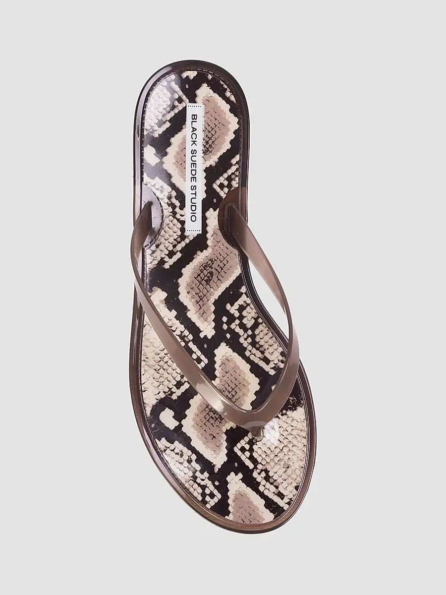 Black Suede Studio Women's Crystal Snake PVC Flip Flops | Thumbnail 4 Black Suede Studio Women's Crystal Snake PVC Flip Flops | Thumbnail 4