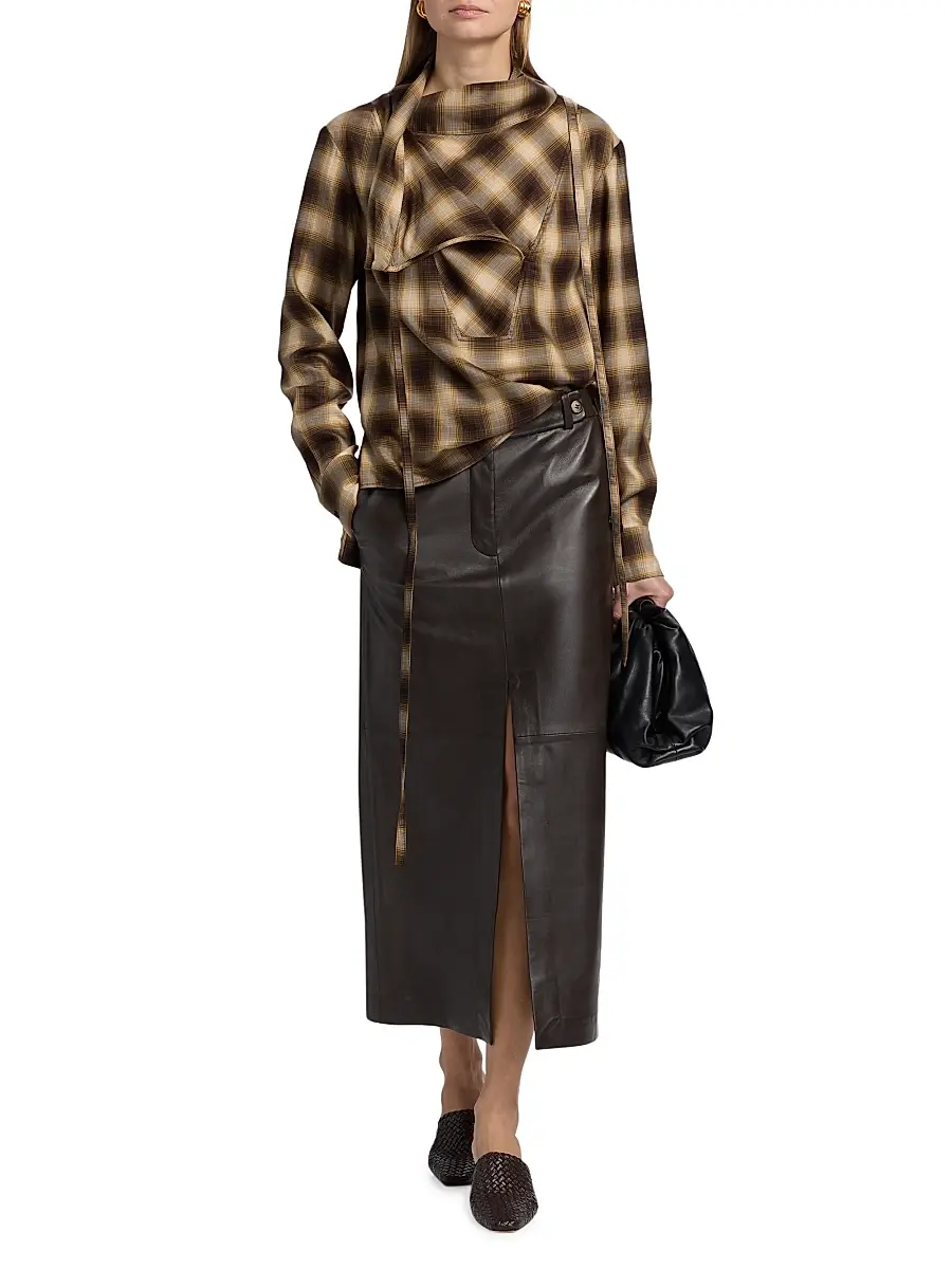 Co Women's Double Slit Leather Pencil Skirt | Thumbnail 2 Co Women's Double Slit Leather Pencil Skirt | Thumbnail 2