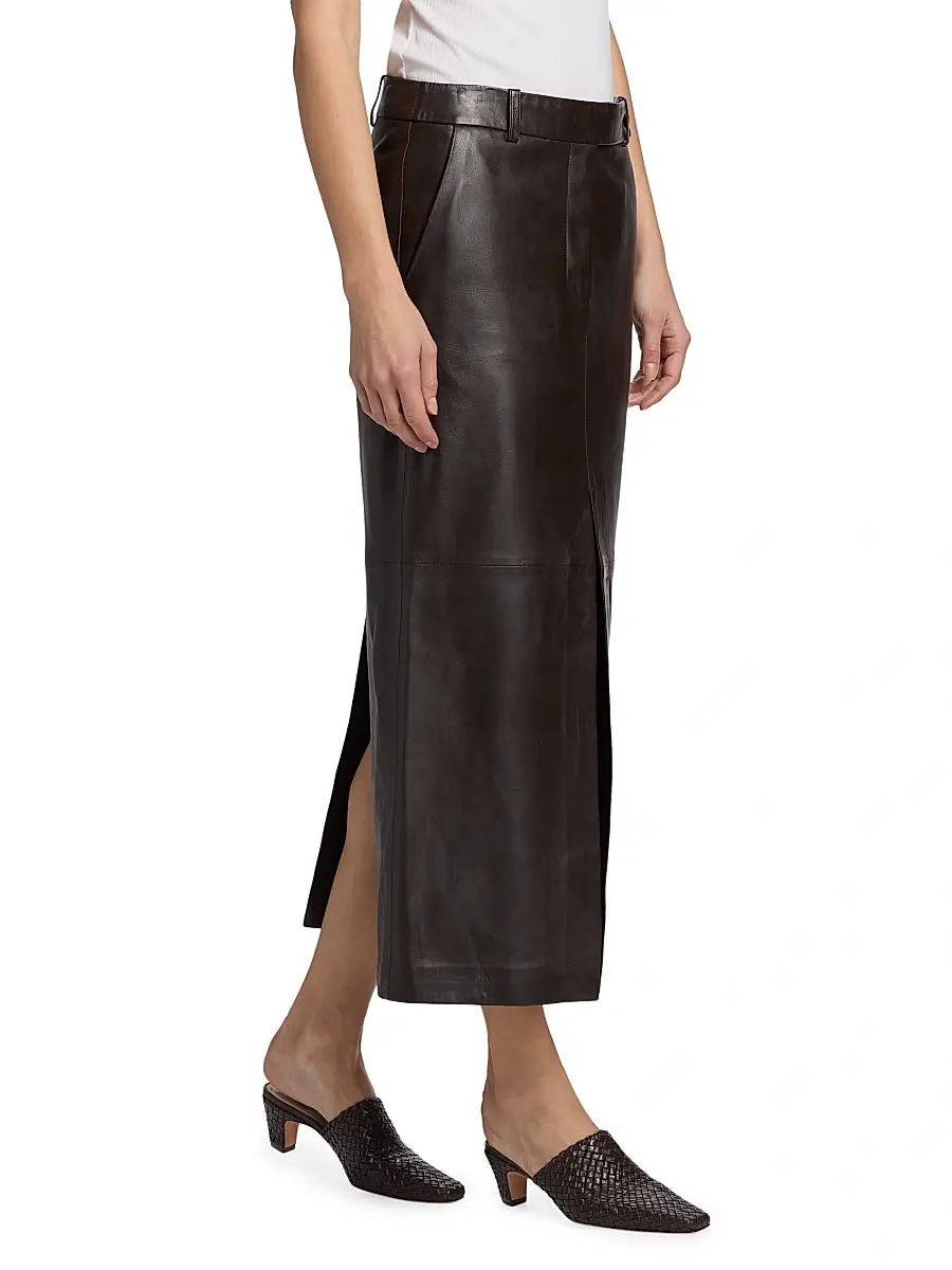 Co Women's Double Slit Leather Pencil Skirt | Thumbnail 4 Co Women's Double Slit Leather Pencil Skirt | Thumbnail 4