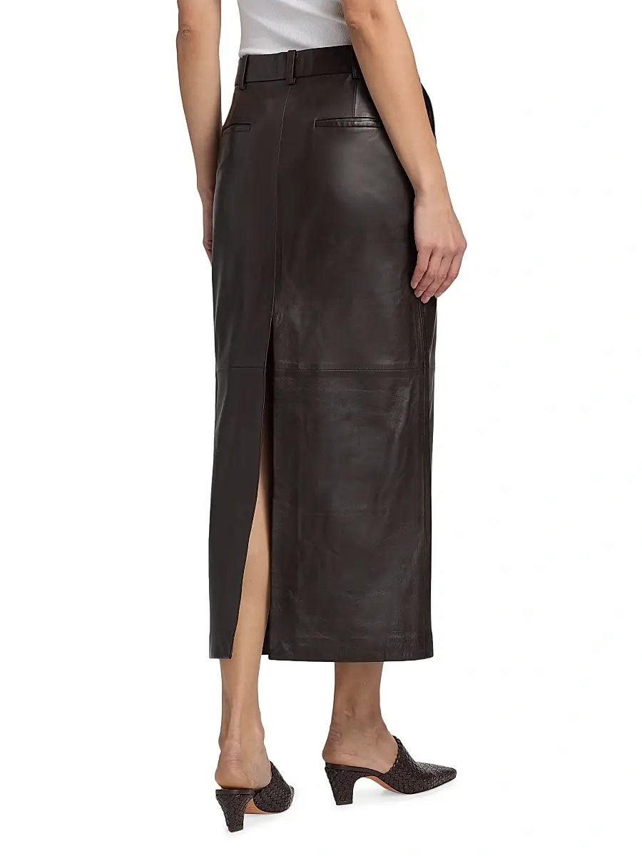 Co Women's Double Slit Leather Pencil Skirt | Thumbnail 5 Co Women's Double Slit Leather Pencil Skirt | Thumbnail 5