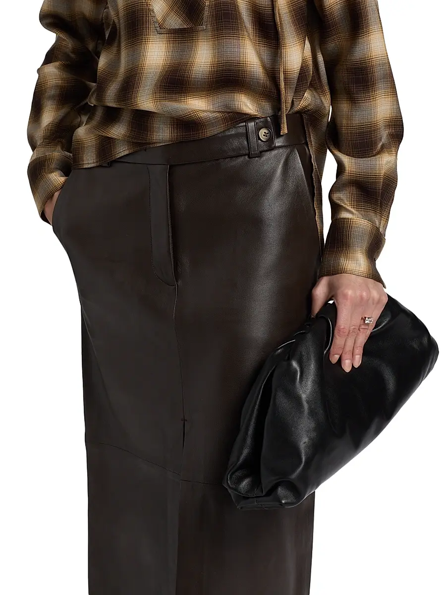 Co Women's Double Slit Leather Pencil Skirt | Thumbnail 6 Co Women's Double Slit Leather Pencil Skirt | Thumbnail 6
