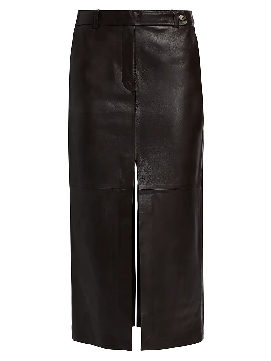 Women's Double Slit Leather Pencil Skirt Women's Double Slit Leather Pencil Skirt