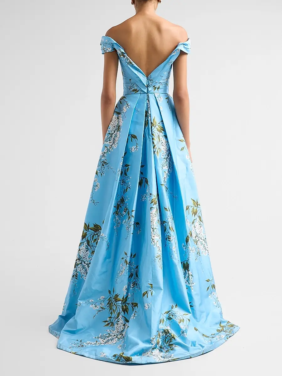 MONIQUE LHUILLIER Women's Floral Silk Taffeta Off-the-Shoulder Ballgown | Thumbnail 3 MONIQUE LHUILLIER Women's Floral Silk Taffeta Off-the-Shoulder Ballgown | Thumbnail 3
