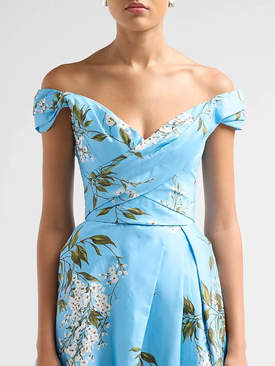 MONIQUE LHUILLIER Women's Floral Silk Taffeta Off-the-Shoulder Ballgown | Thumbnail 5 MONIQUE LHUILLIER Women's Floral Silk Taffeta Off-the-Shoulder Ballgown | Thumbnail 5