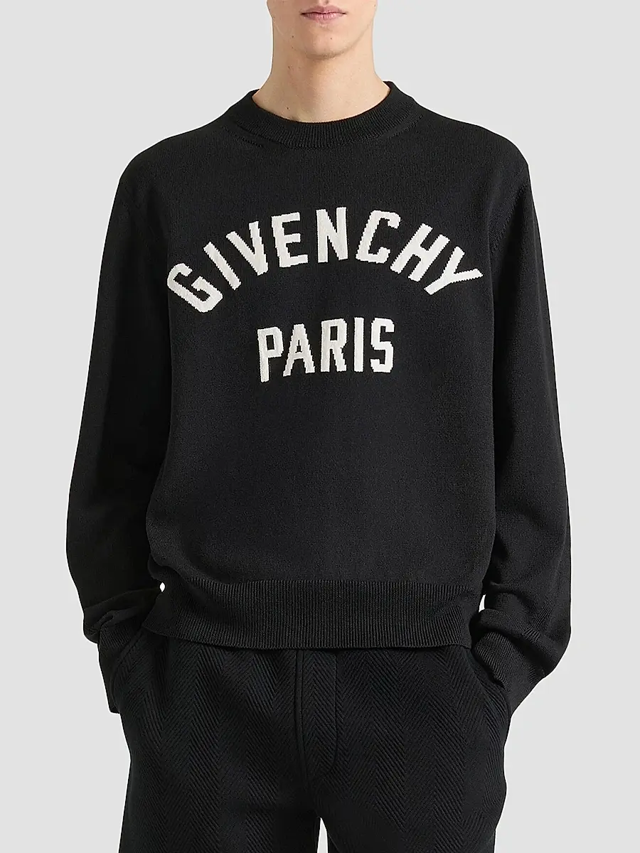Givenchy Men's Couture Seam Sweater in Knit with Logo Detail - Black | Thumbnail 3