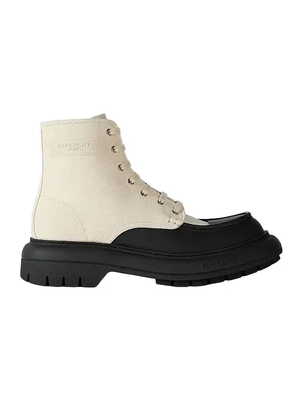 Givenchy Men's Cargo Desert Boots in Canvas and Gum Leather - Black Natural