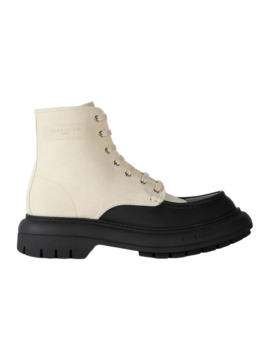 Givenchy Men's Cargo Desert Boots in Canvas and Gum Leather - Black Natural