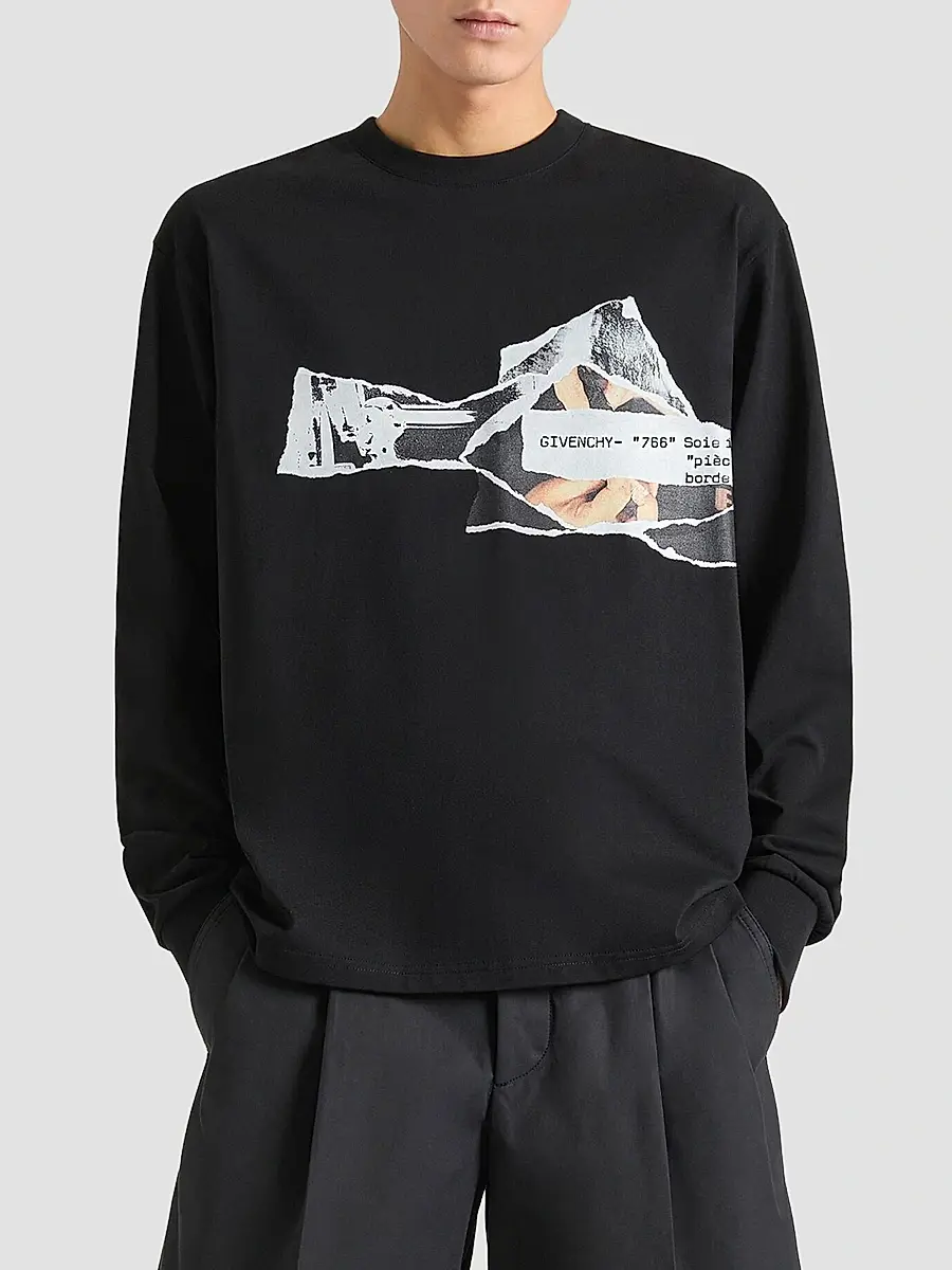 Givenchy Men's T-Shirt in Cotton with Ripped Papers Print | Thumbnail 3 Givenchy Men's T-Shirt in Cotton with Ripped Papers Print | Thumbnail 3