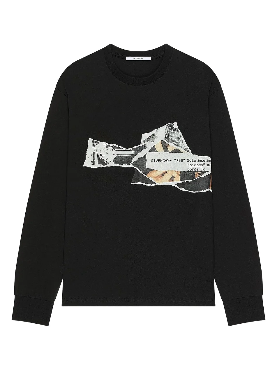 Givenchy Men's T-Shirt in Cotton with Ripped Papers Print