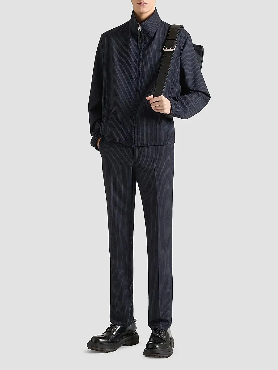 Givenchy Men's Striped Blouson Jacket in Wool - Navy | Thumbnail 2