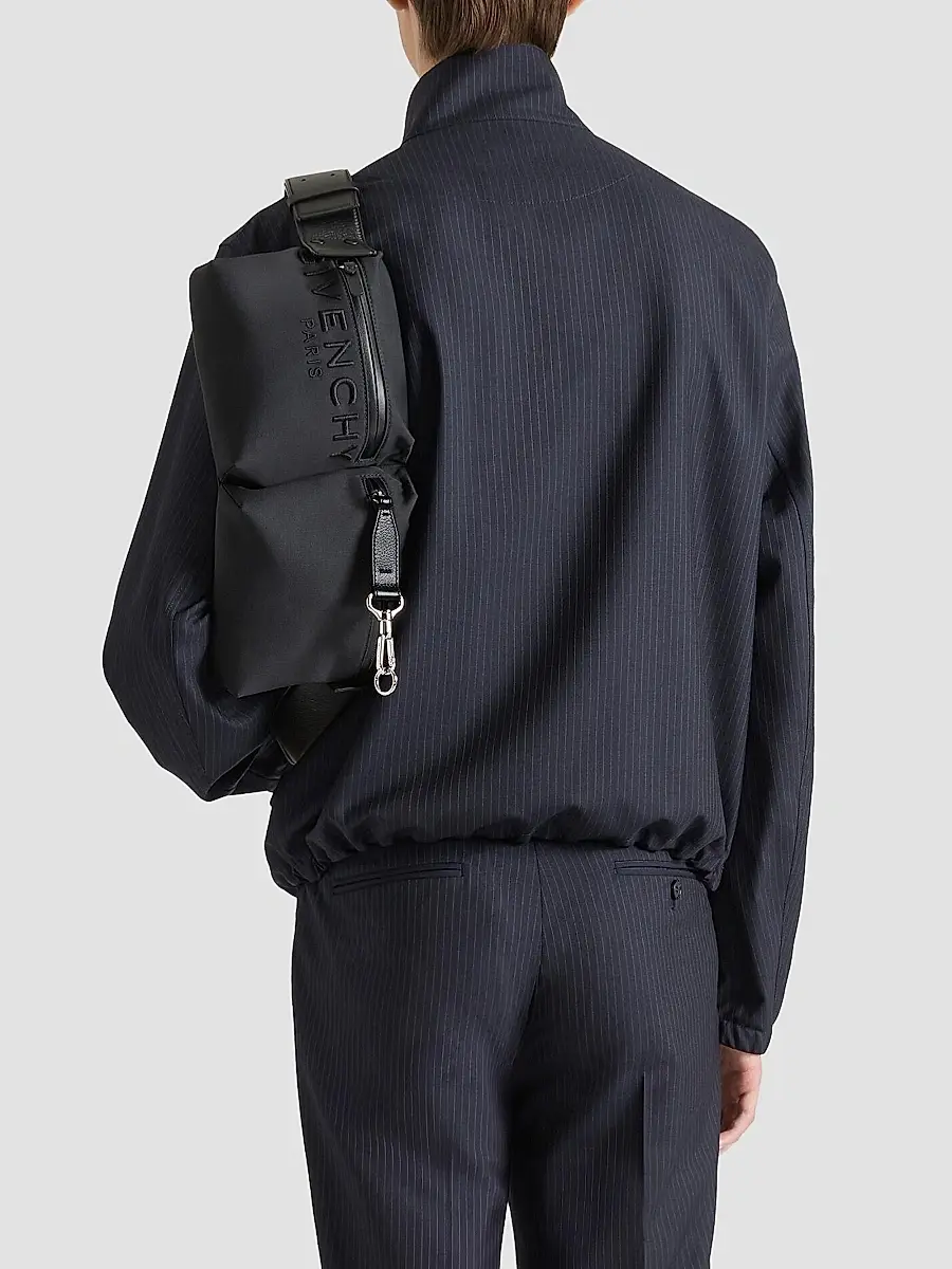 Givenchy Men's Striped Blouson Jacket in Wool - Navy | Thumbnail 4