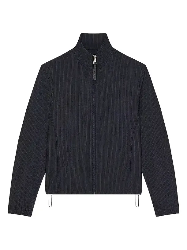 Men's Striped Blouson Jacket in Wool - Navy Men's Striped Blouson Jacket in Wool - Navy
