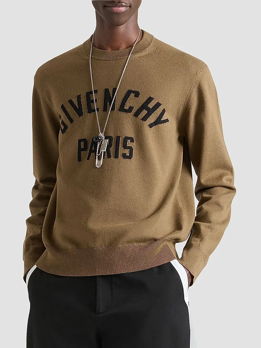 Givenchy Men's Couture Seam Sweater in Knit with Logo Detail - Army Beige | Thumbnail 3 Givenchy Men's Couture Seam Sweater in Knit with Logo Detail - Army Beige | Thumbnail 3