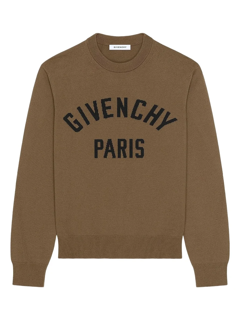 Givenchy Men's Couture Seam Sweater in Knit with Logo Detail - Army Beige