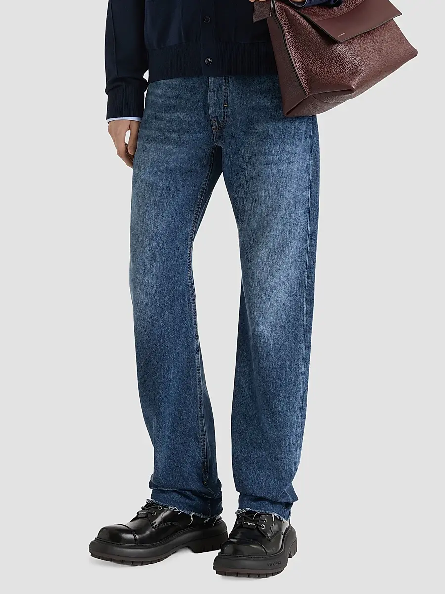 Givenchy Men's Straight Fit Jeans with Raw Details - Dark Blue | Thumbnail 3