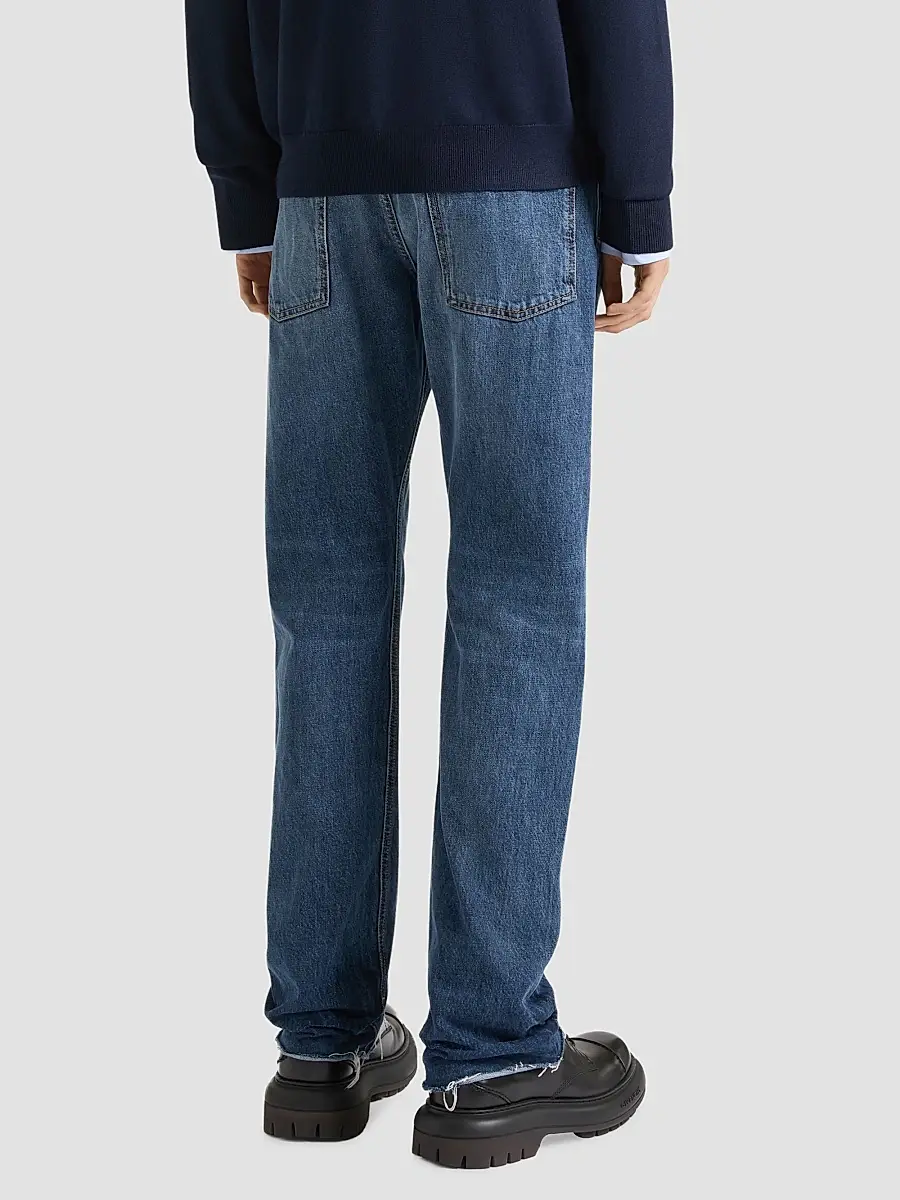 Givenchy Men's Straight Fit Jeans with Raw Details - Dark Blue | Thumbnail 4