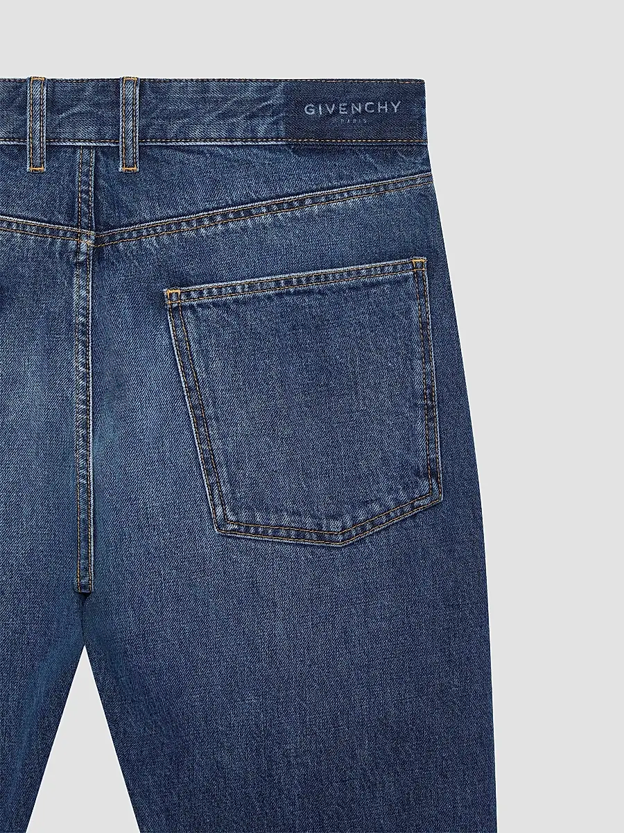 Givenchy Men's Straight Fit Jeans with Raw Details - Dark Blue | Thumbnail 5