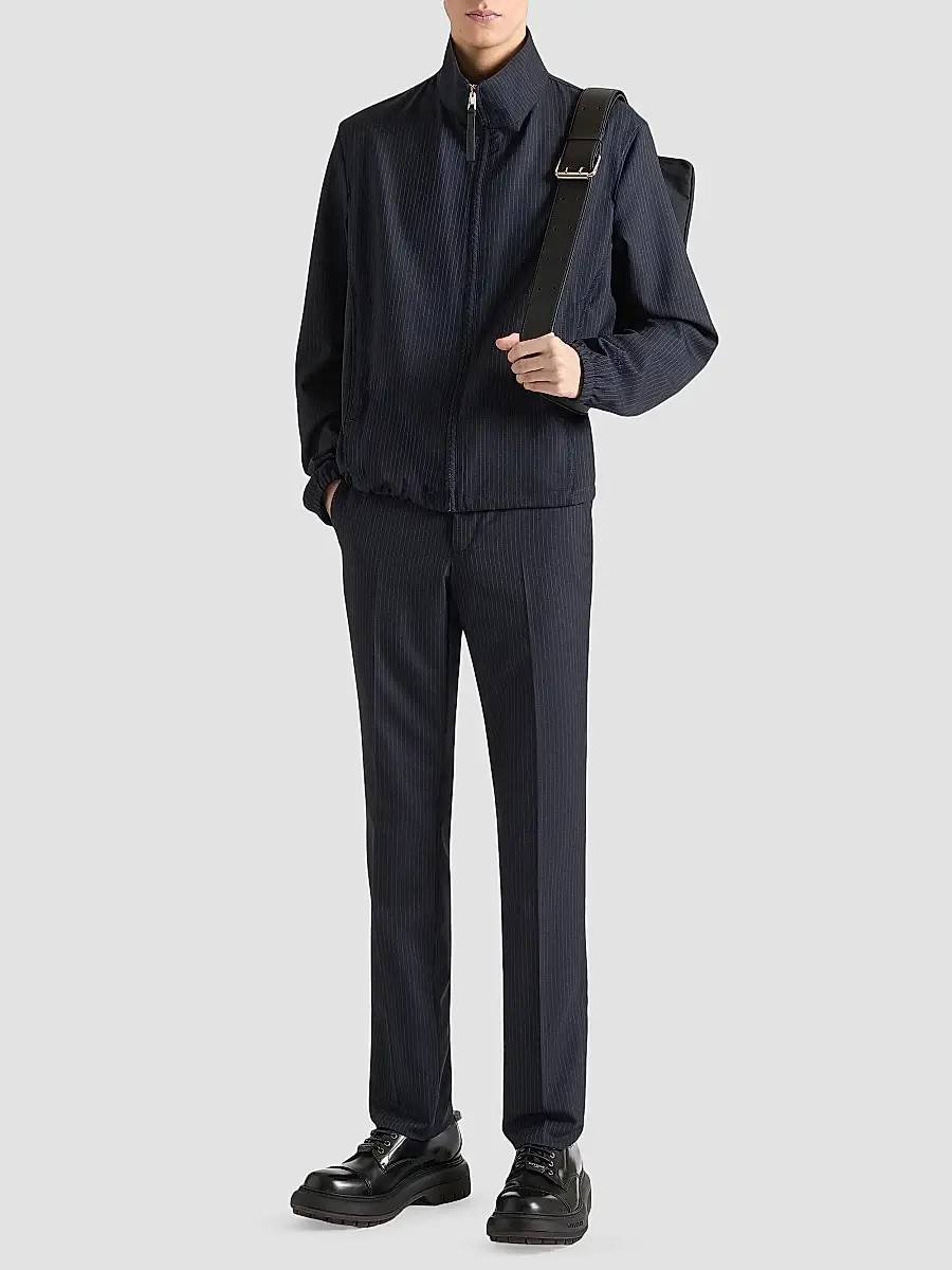 Givenchy Men's Slim Fit Striped Tailored Pants in Wool and Mohair - Navy | Thumbnail 2 Givenchy Men's Slim Fit Striped Tailored Pants in Wool and Mohair - Navy | Thumbnail 2