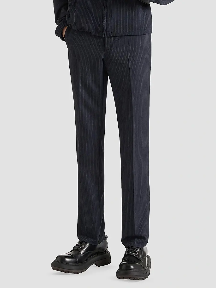 Givenchy Men's Slim Fit Striped Tailored Pants in Wool and Mohair - Navy | Thumbnail 3 Givenchy Men's Slim Fit Striped Tailored Pants in Wool and Mohair - Navy | Thumbnail 3