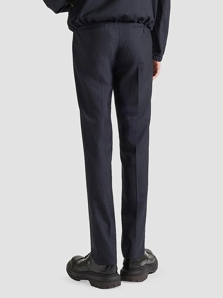 Givenchy Men's Slim Fit Striped Tailored Pants in Wool and Mohair - Navy | Thumbnail 4 Givenchy Men's Slim Fit Striped Tailored Pants in Wool and Mohair - Navy | Thumbnail 4